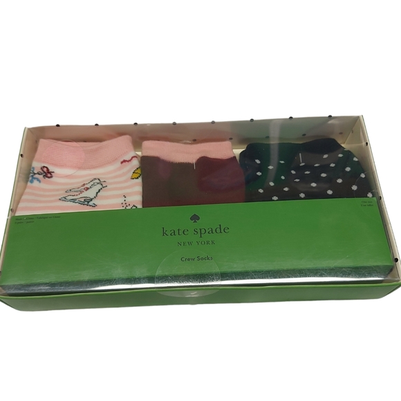 NIB Kate Spade Crew Socks 3 Pairs Winter  / Christmas - Picture 3 of 5